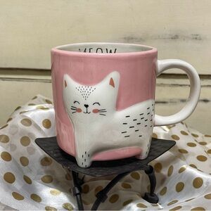 Wink Pink and White Cat Mug
